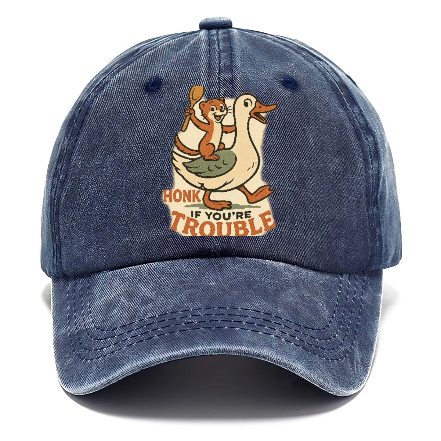Trouble Cartoon Washed Cap