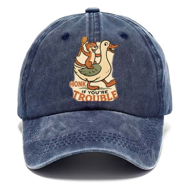 Trouble Cartoon Washed Cap