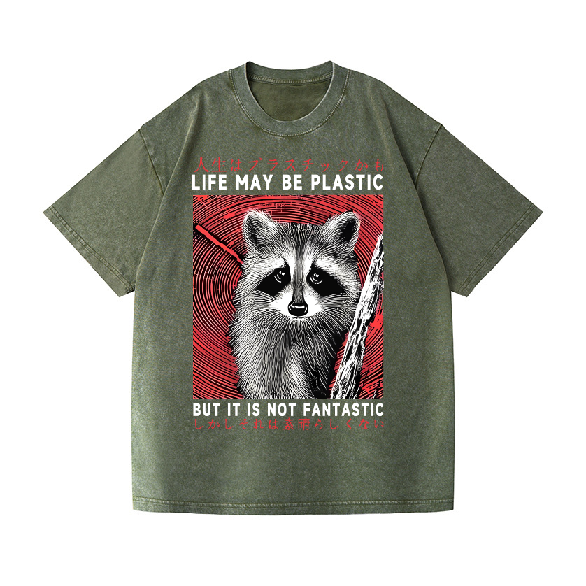 Raccoon Vintage Wash Japanese Design T-Shirt