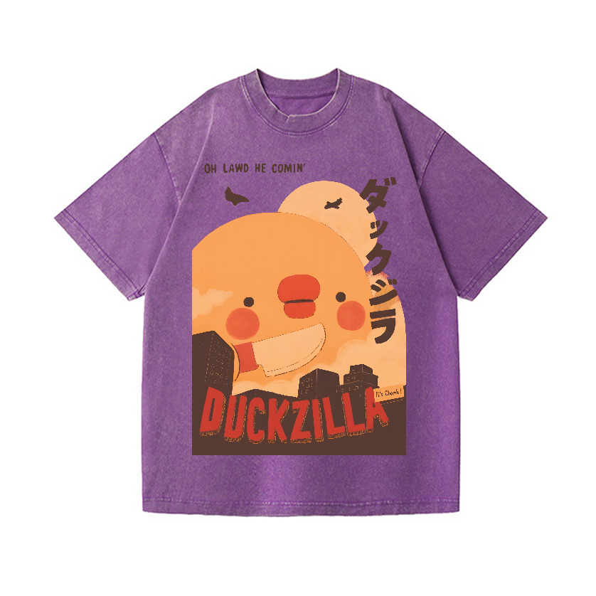Duck Godzilla Vintage Wash Japanese Design T-Shirt