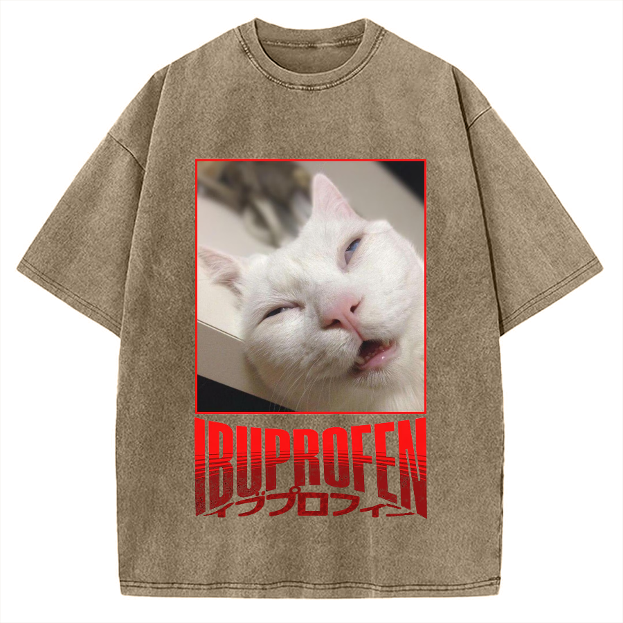 Ibuprofen Cat Vintage Washed T-shirt