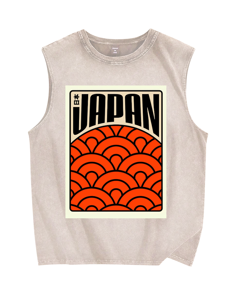Japan Poster Vintage Distressed Washed Tank Top