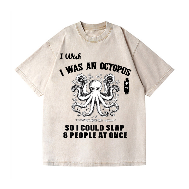 Octopus Vintage Wash Japanese Design T-Shirt