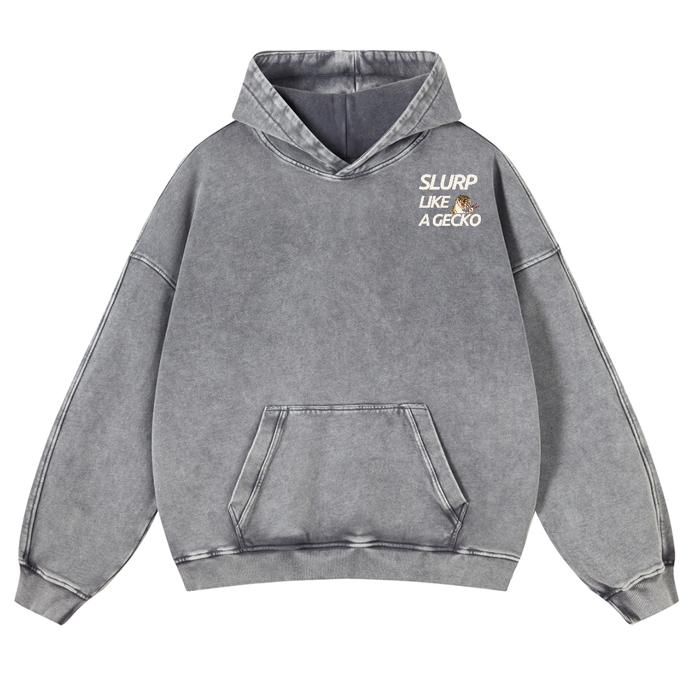 Gecko Vintage Washed Cotton Back Art Hoodie