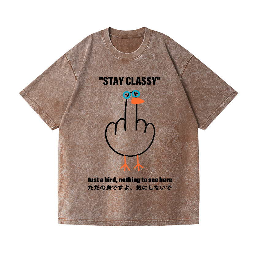 Stay Classy Goose Bird Vintage Wash Japanese Design T-Shirt