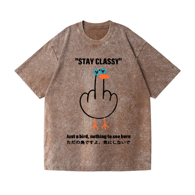 Stay Classy Goose Bird Vintage Wash Japanese Design T-Shirt