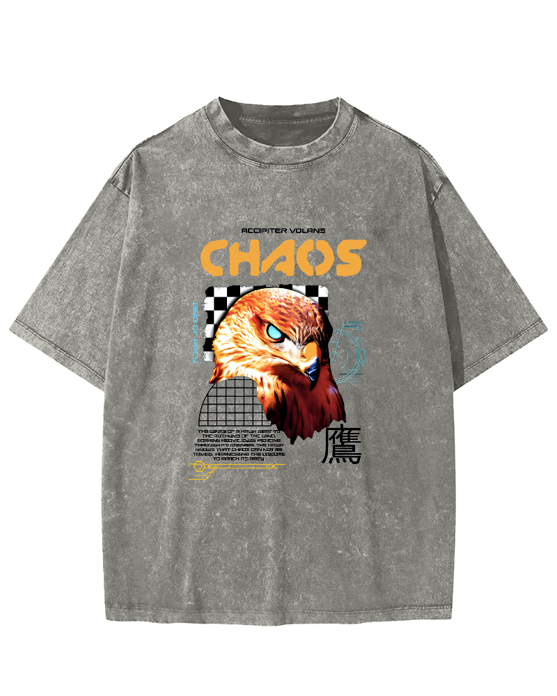 Japanese Eagle Pattern Vintage Distressed T-shirt