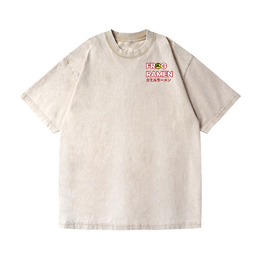 Frog Ramen Vintage Wash Japanese Design Back Art T-Shirt