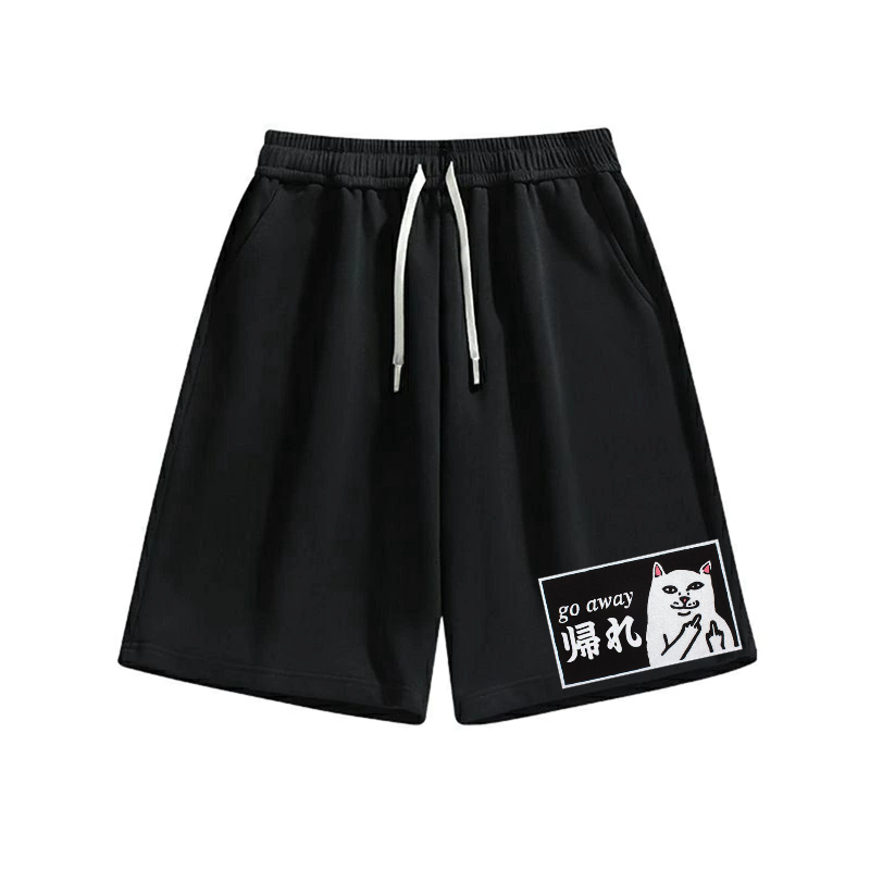 Go Away White Cat Cotton Casual Shorts