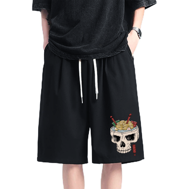 Skull Ramen Cotton Casual Shorts
