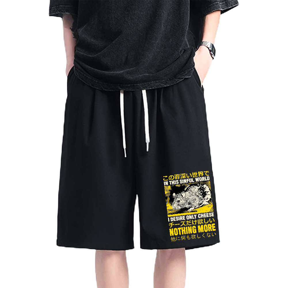 Cheese Mouse Cotton Casual Shorts