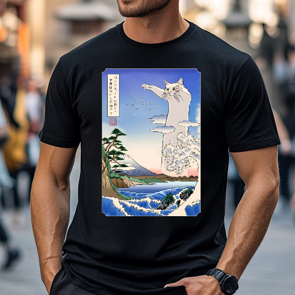 Sea And Cat Japanese Style Classic Tee