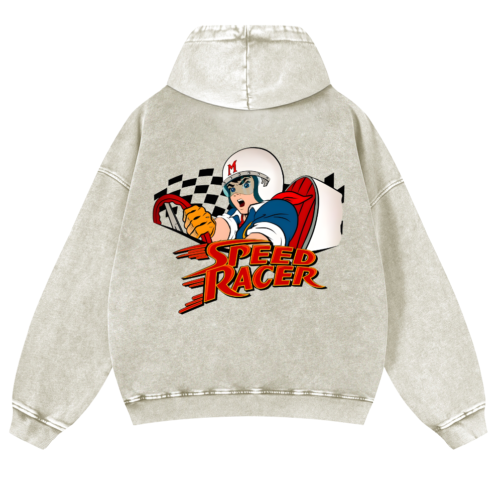 Speed Racer Vintage Washed Cotton Back Art Hoodie