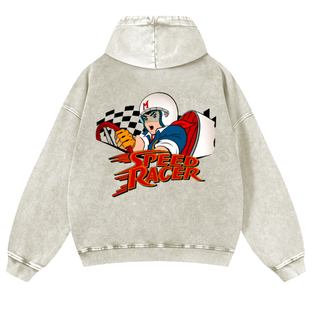 Speed Racer Vintage Washed Cotton Back Art Hoodie