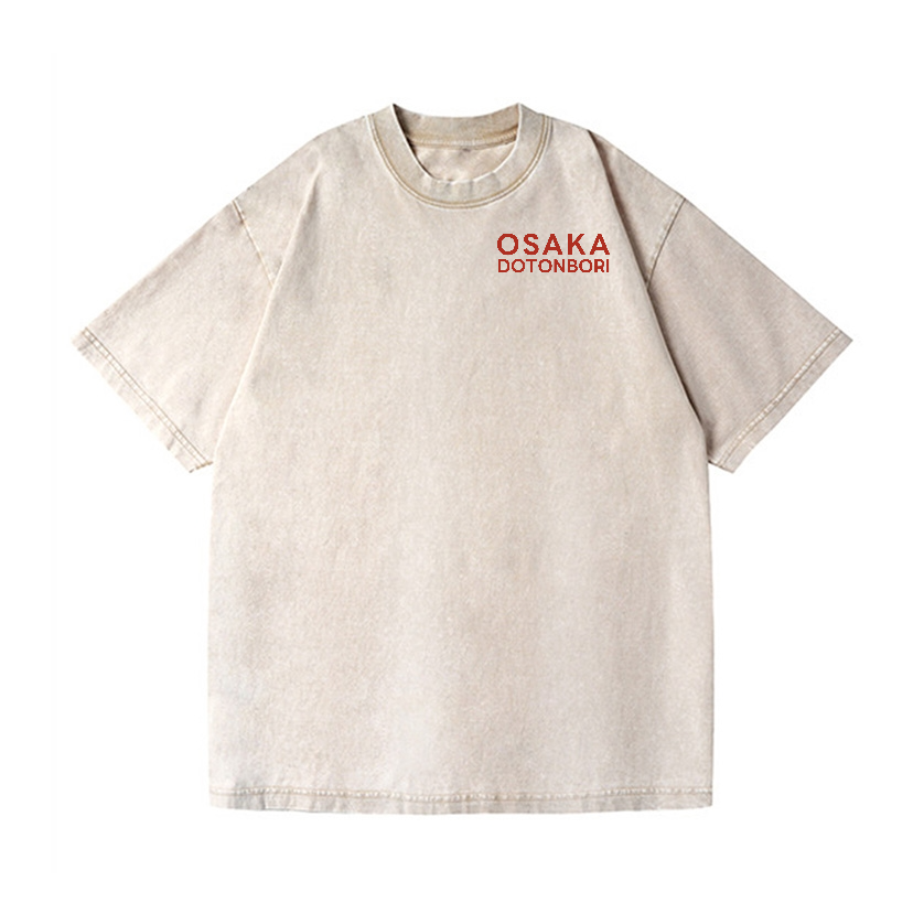 Osaka Dotonbori Drunken Octopus Vintage Wash Japanese Design Back Art T-Shirt