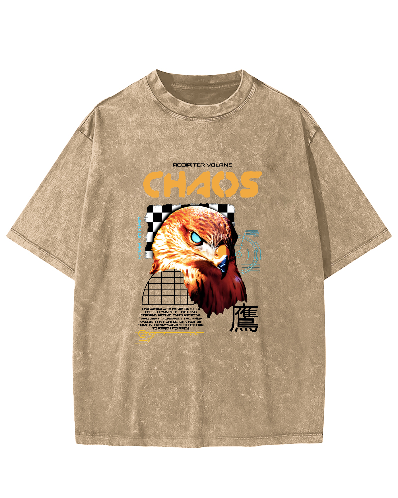 Japanese Eagle Pattern Vintage Distressed T-shirt