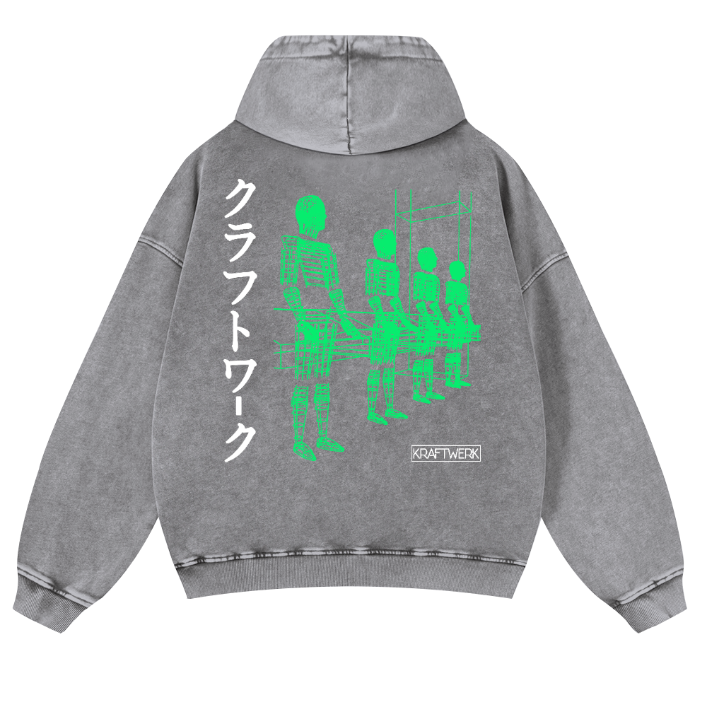 Kraftwerk Band Vintage Washed Cotton Back Art Hoodie
