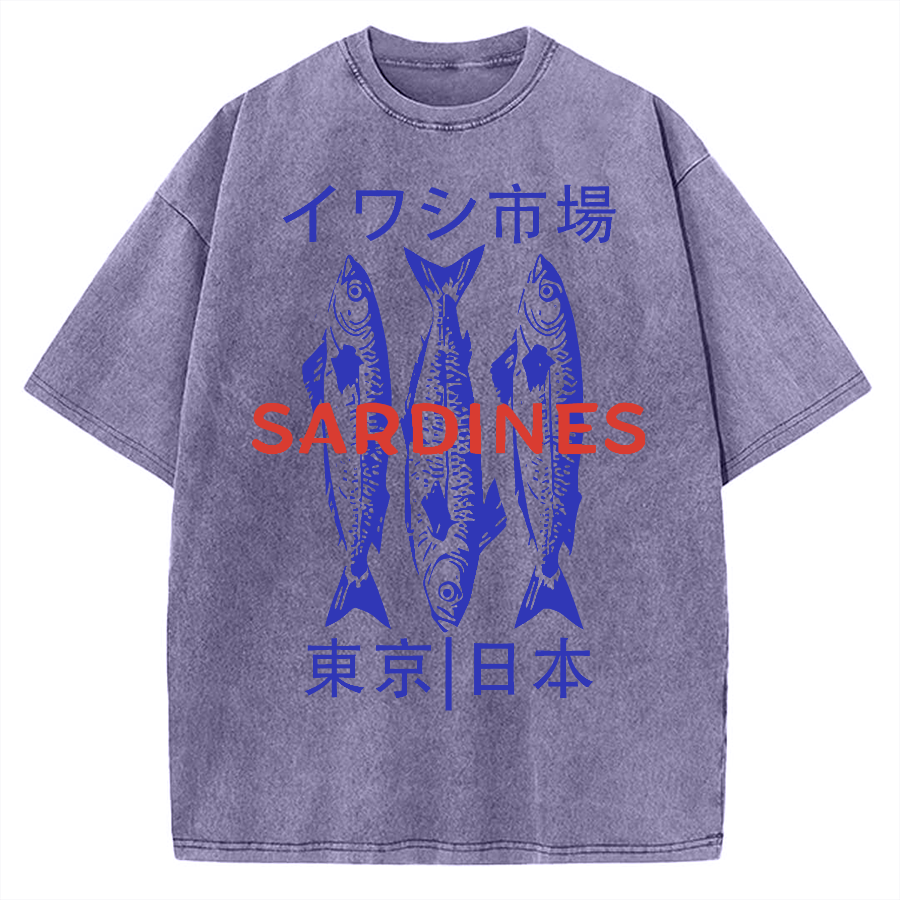 Japan Sardines Market Vintage Washed T-shirt
