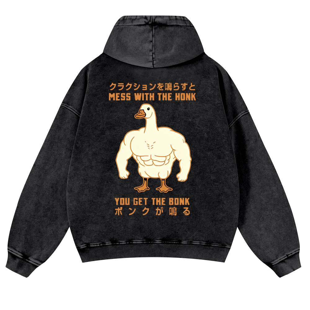 Duck Goose Vintage Washed Cotton Back Art Hoodie