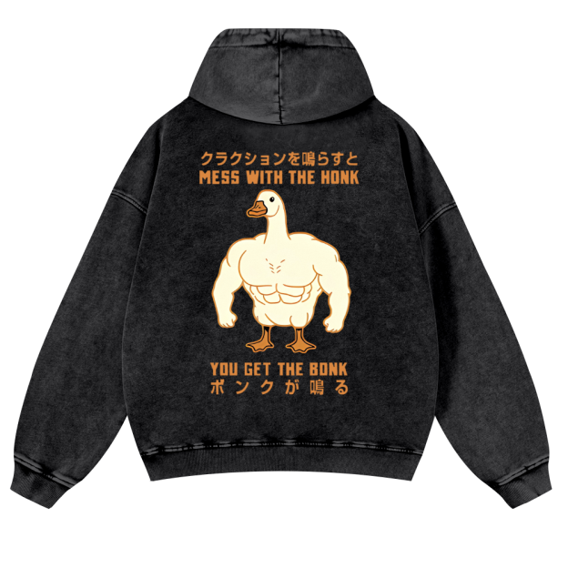 Duck Goose Vintage Washed Cotton Back Art Hoodie