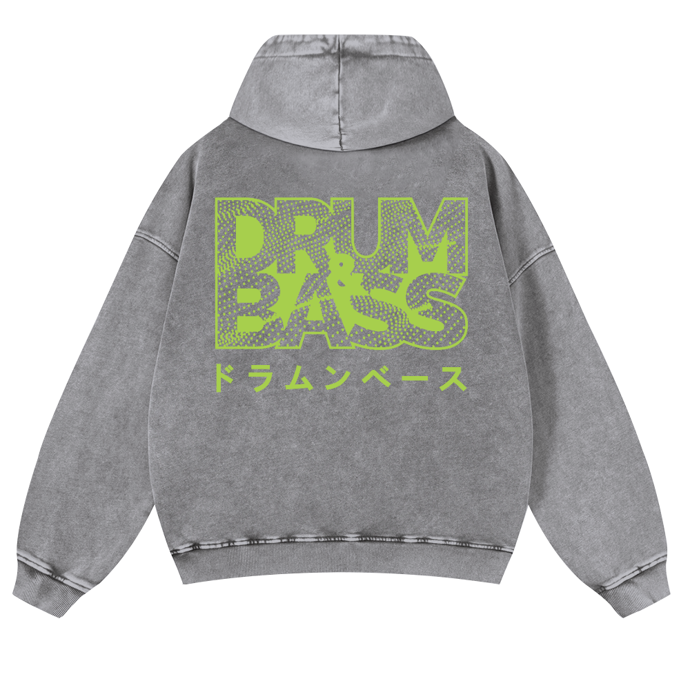 Drum & Bass Vintage Washed Cotton Back Art Hoodie