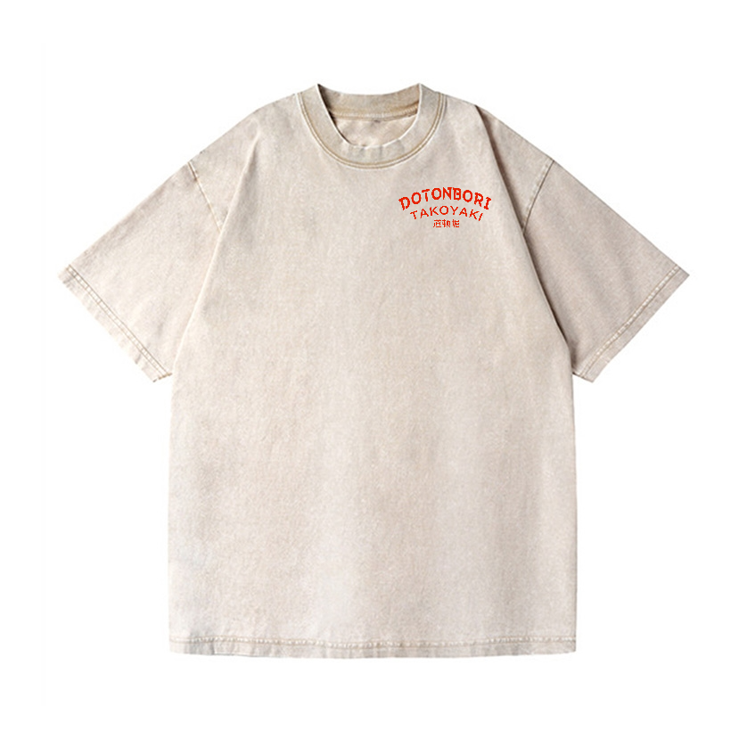 Osaka Dotonbori Vintage Wash Japanese Design Back Art T-Shirt