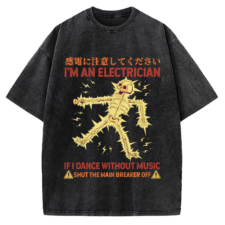 Electrician Dance Skeleton Vintage Washed T-shirt