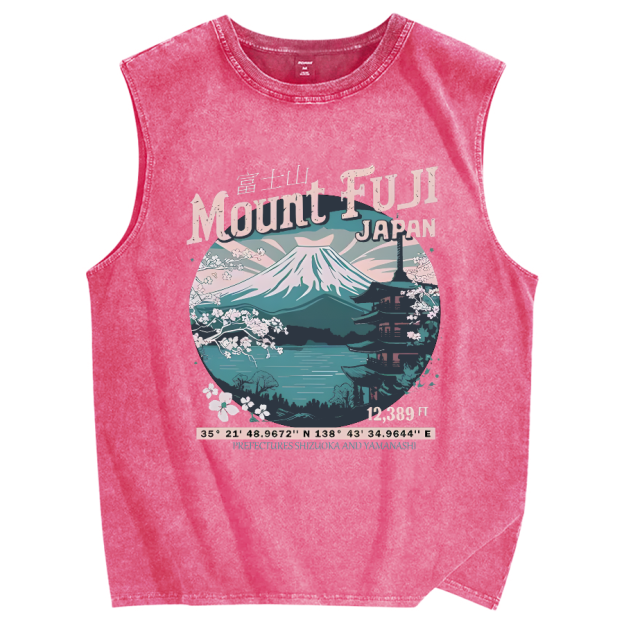 Mountain Fuji Japan Vintage Distressed Washed Tank Top