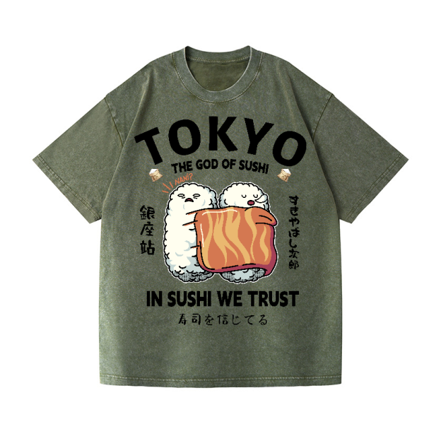 Sushi Vintage Wash Japanese Design T-Shirt