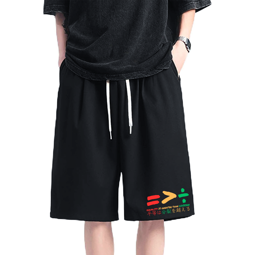 Equality Is Greater Than Division Cotton Casual Shorts