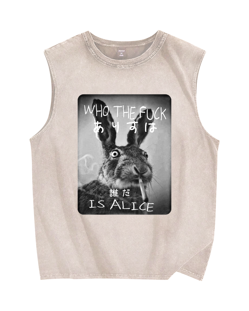 Who Is Alice? Vintage Distressed Washed Tank Top