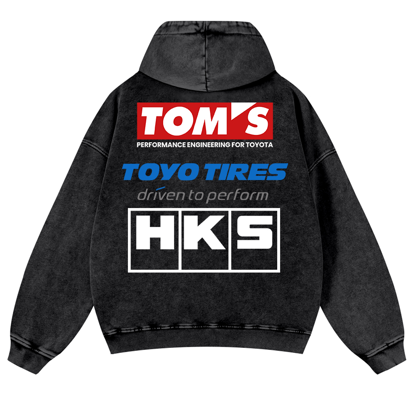 Tom's, Toyo Tires, HKS Vintage Washed Cotton Back Art Hoodie