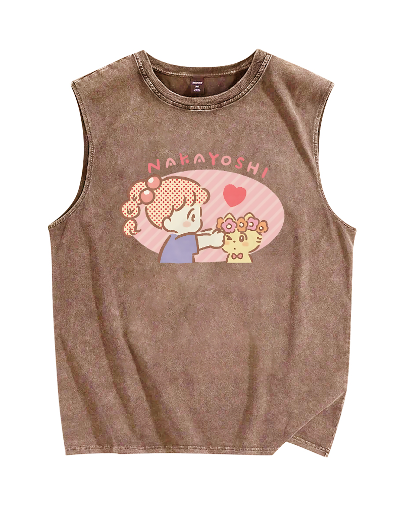 Good friend(nakayoshi) Vintage Distressed Washed Tank Top
