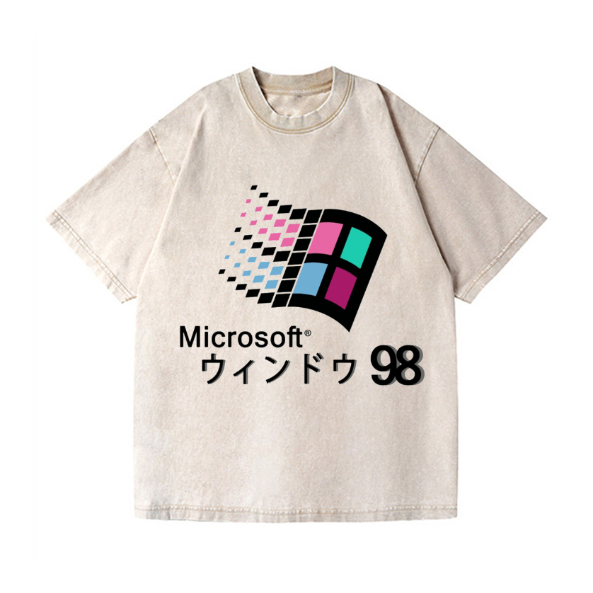 Microsoft Windows 98 Vintage Wash Japanese Design T-Shirt