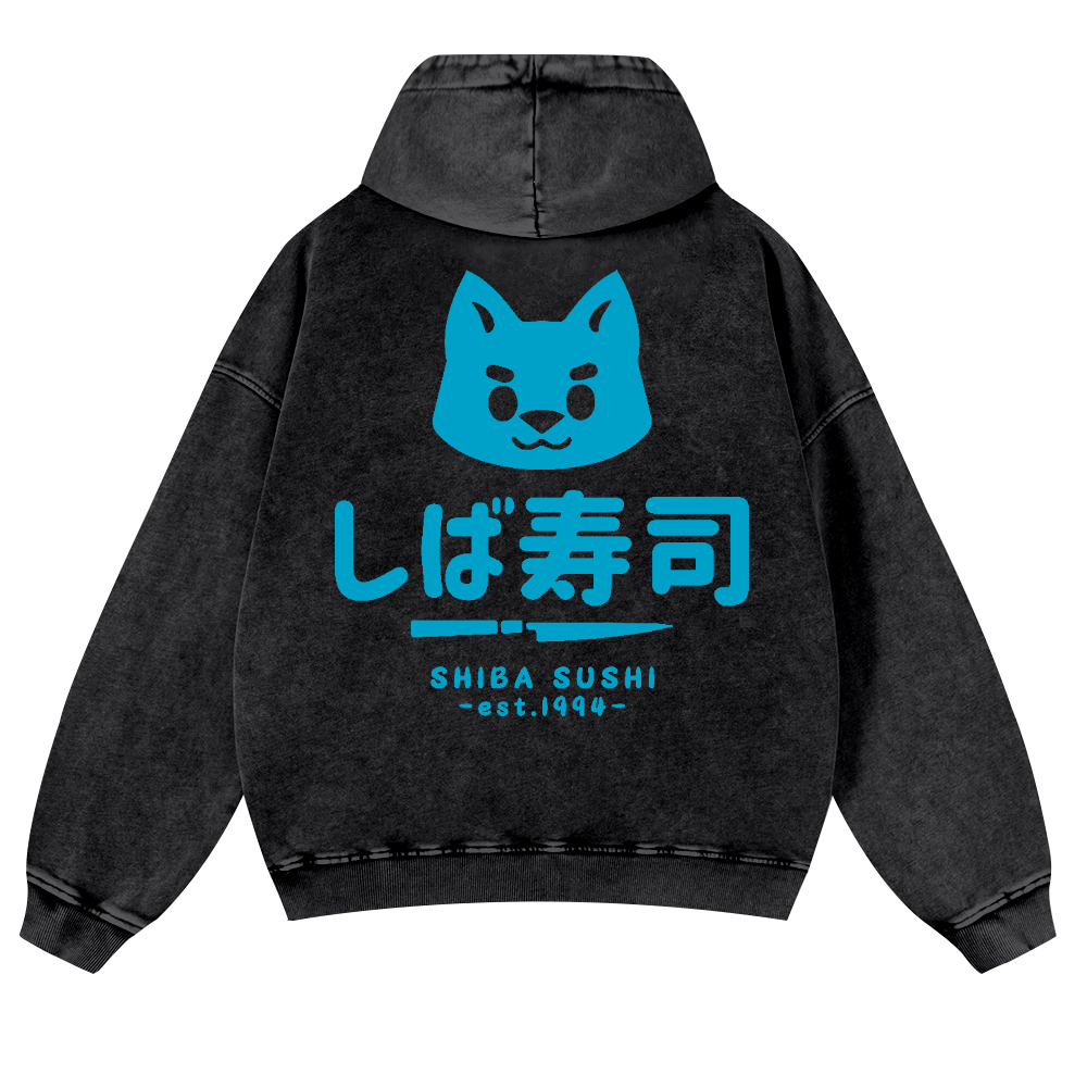 Shiba Sushi Vintage Washed Cotton Back Art Hoodie