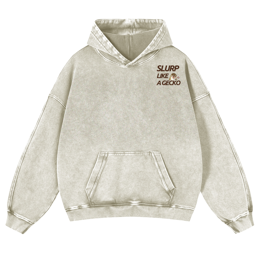 Gecko Vintage Washed Cotton Back Art Hoodie