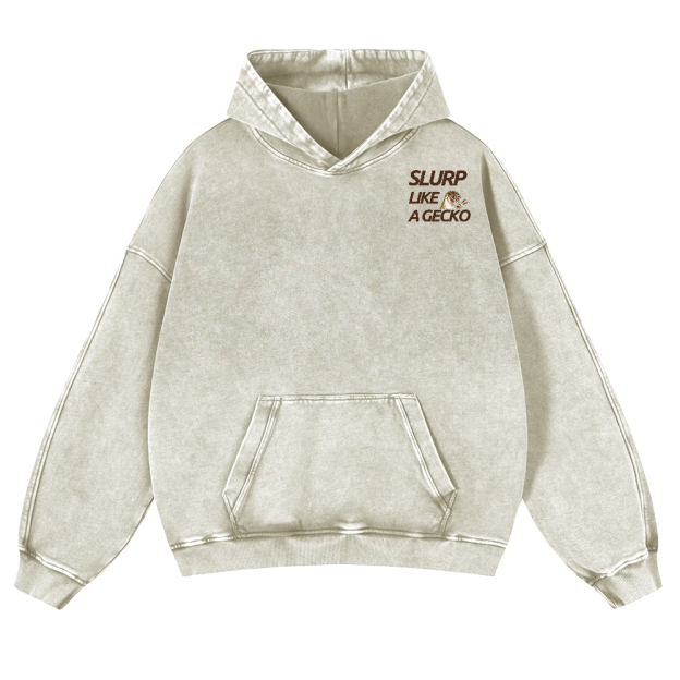 Gecko Vintage Washed Cotton Back Art Hoodie