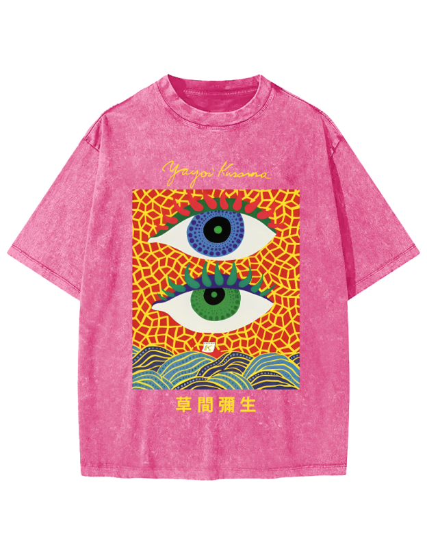 Yayoi Kusama's Abstract Eye Art Vintage Washed T-shirt