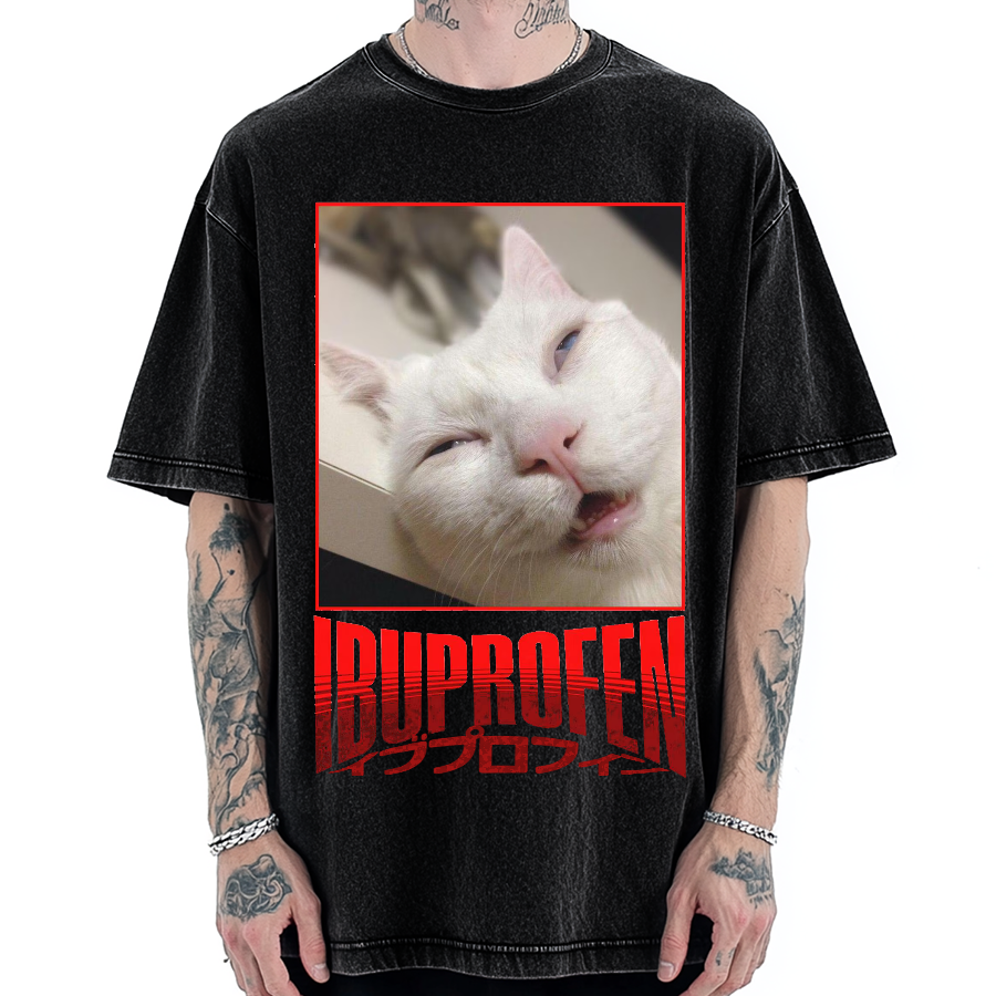 Ibuprofen Cat Vintage Washed T-shirt