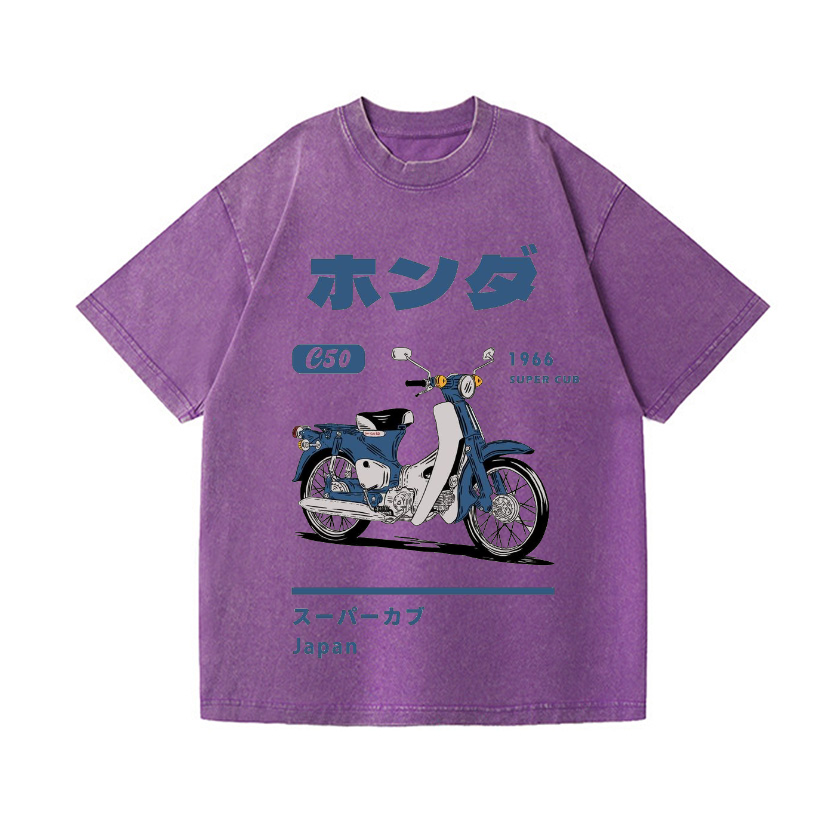 Honda C50 Super Cub Motorcycle Vintage Wash Japanese Design T-Shirt
