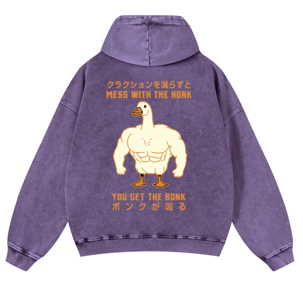 Duck Goose Vintage Washed Cotton Back Art Hoodie
