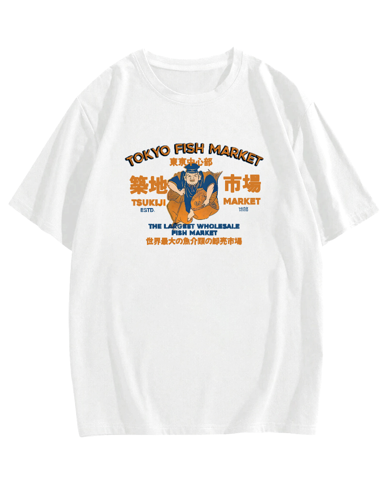 Tokyo Tsukiji Market Cotton casual T-shirt