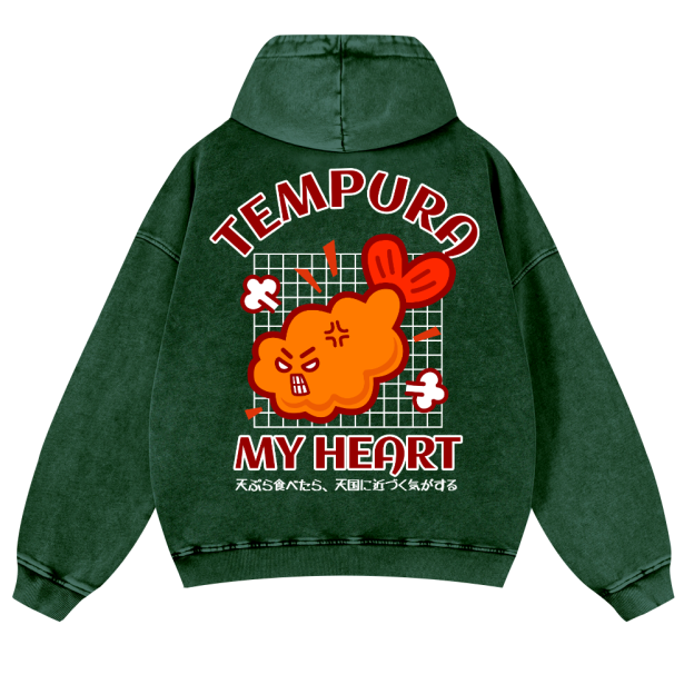 Tempura Shrimp Vintage Washed Cotton Back Art Hoodie