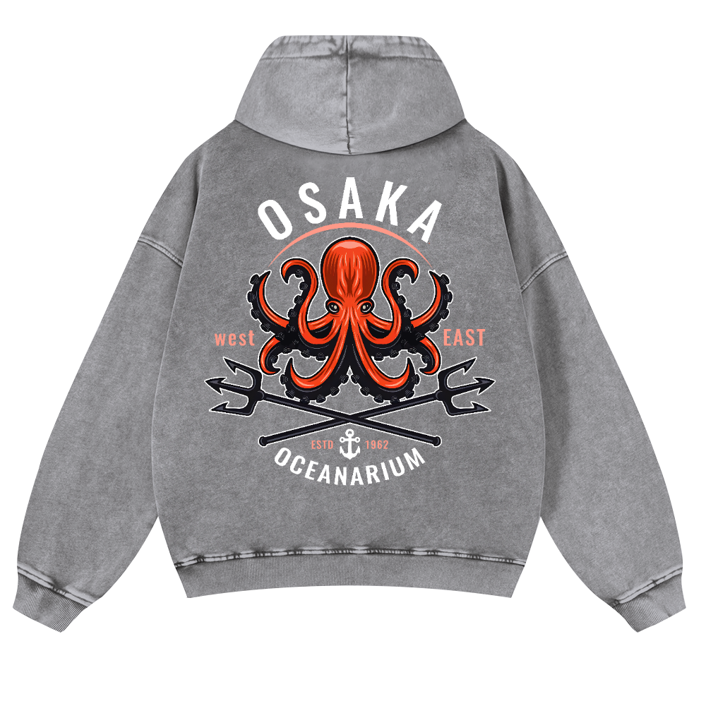 Osaka Octopus Vintage Washed Cotton Back Art Hoodie