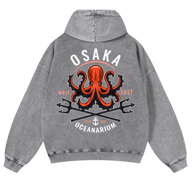 Osaka Octopus Vintage Washed Cotton Back Art Hoodie