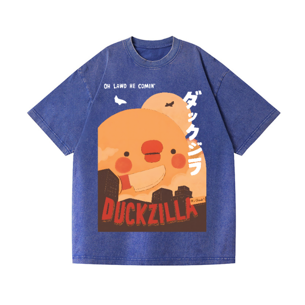 Duck Godzilla Vintage Wash Japanese Design T-Shirt