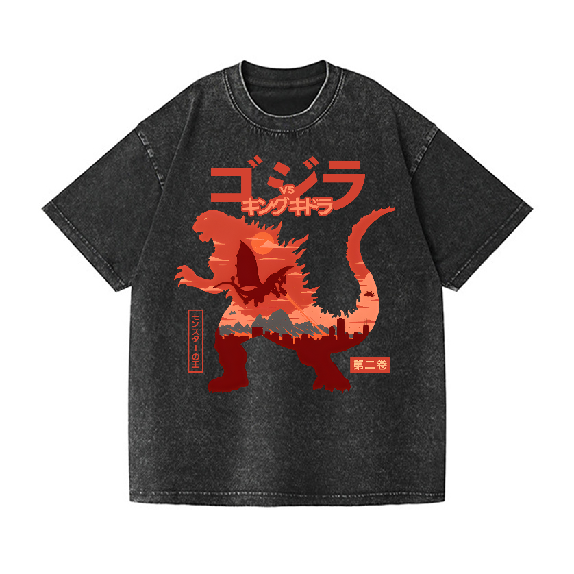 Godzilla King Of The Monsters Vol.2 Vintage Wash Japanese Design T-Shirt