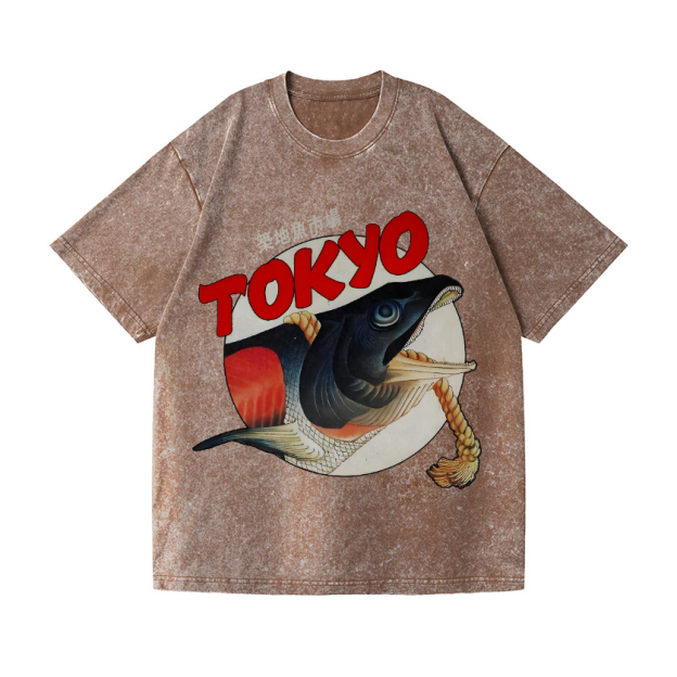 Tsukiji Fish Market Vintage Wash Japanese Design T-Shirt