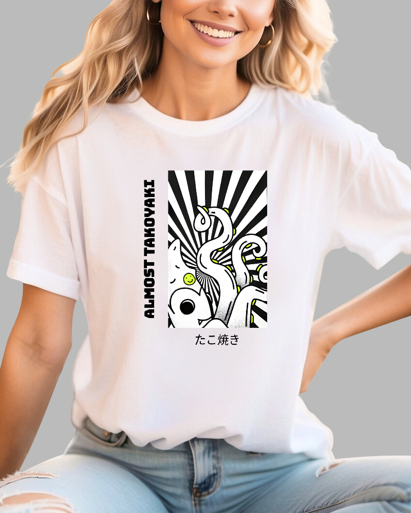 Fun Japanese Octopus Cotton casual T-shirt