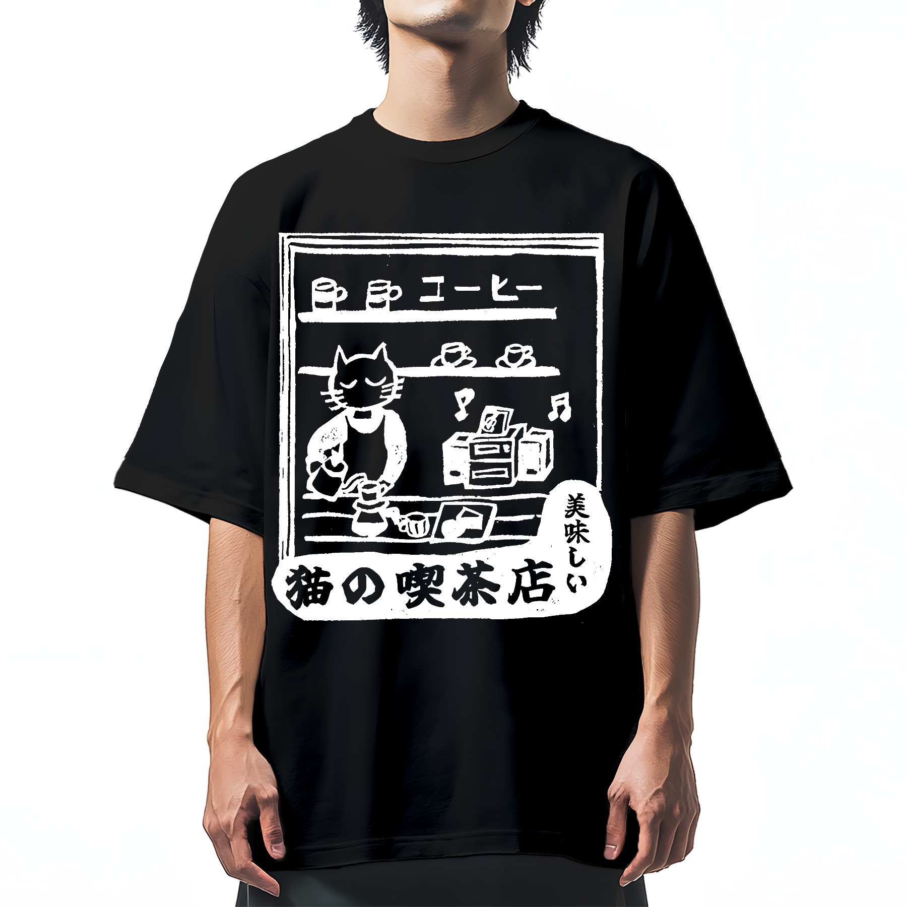Cat's Teahouse Cotton casual T-shirt